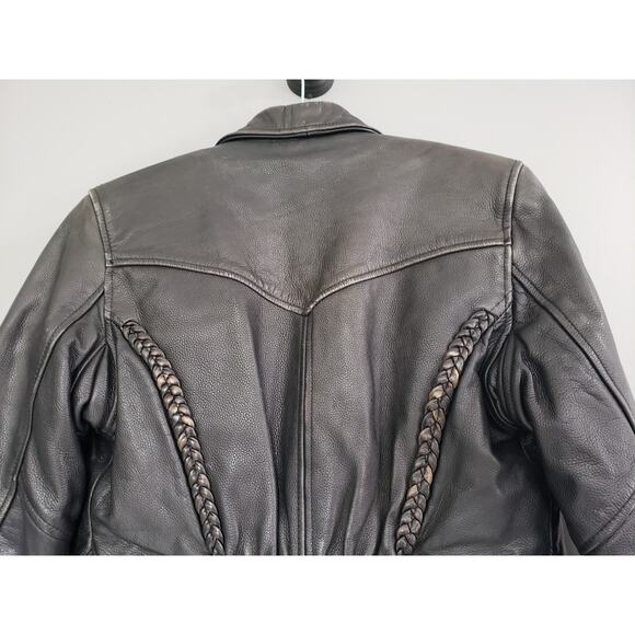 Vintage Vanguard Cowhide Black Leather Jacket Small MOTORCYCLE RIDING LINED 90s - Picture 3 of 16